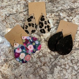 3 pair for $15. Faux leather earrings